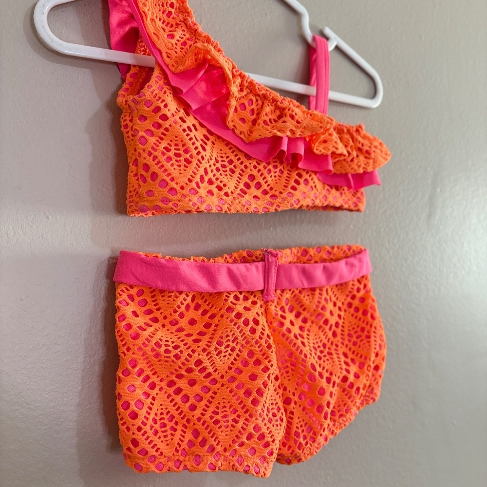 Kidgets Hot Pink & Neon Orange Crochet-Style Bikini Set – Girls Size 2T NWoT - Picture 12 of 15
